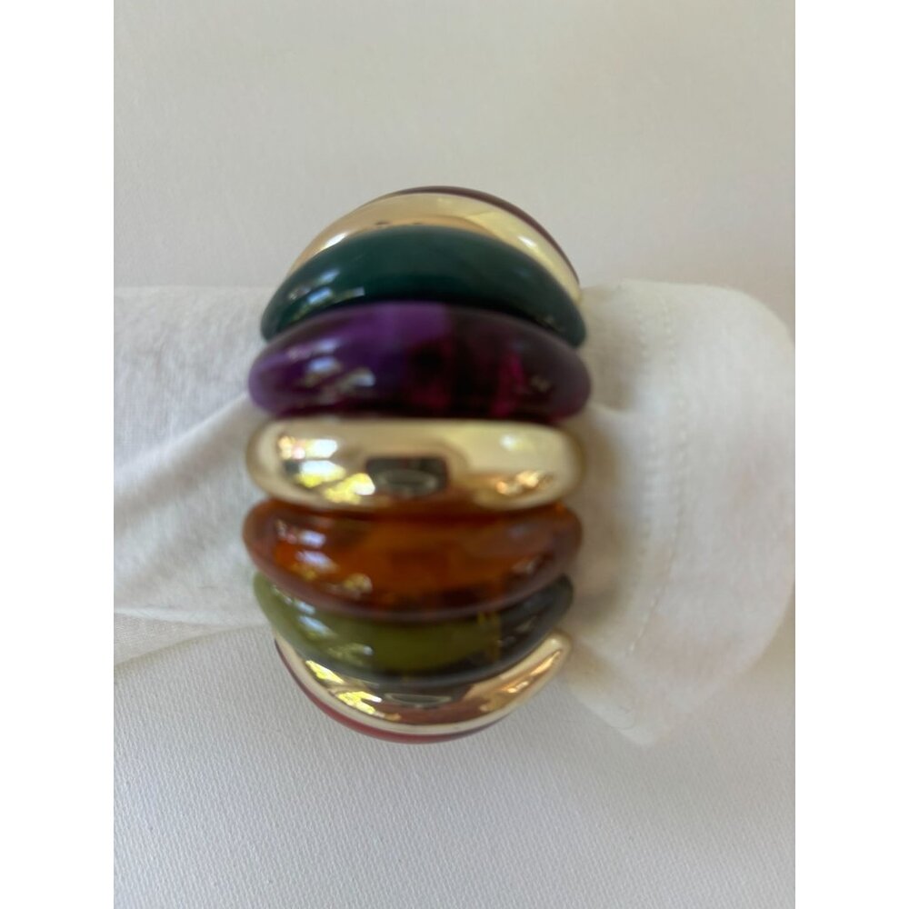 Vintage Multicolor Beaded Necklace & Stretch Bracelet Set Chunky Statement Jewel